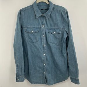 J Brand Snap Button Up Denim Blue Women’s Size Large
